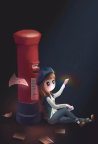 卡通情侣手机壁纸一男一女分开的 好看的